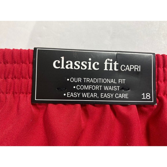Alfred Dunner Red Classic Fit Capri Pants Pull On Silver Stars Womens 18 NWT - Picture 5 of 8